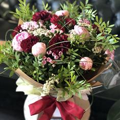 Pink Peonies and Sweet Williams