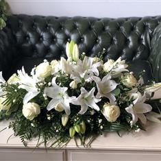 White Lily &amp; Rose Casket Spray