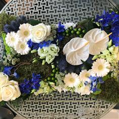 White &amp; Blue Woodland Pillow