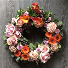 Contemporary Orange &amp; Pink Wreath 