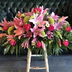 Pink Lily &amp; Rose Casket Spray 