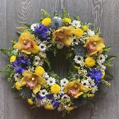 Blue, Yellow &amp; White Wreath 
