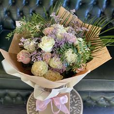 White &amp; Pink Rose Hand Tied