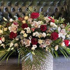Red &amp; White Coffin Spray