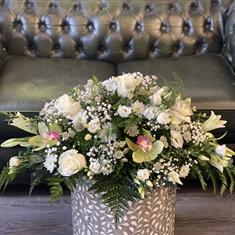 Small White &amp; Green Coffin Spray